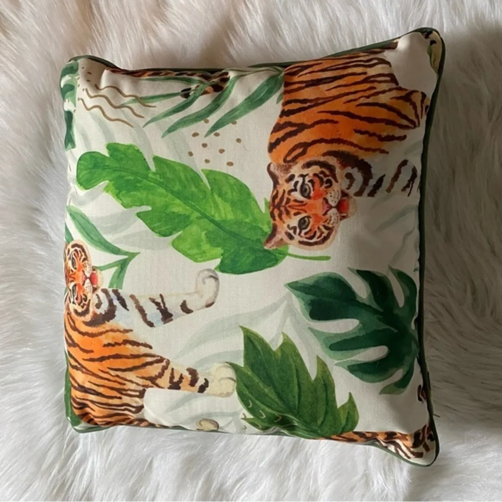 Decorative Throw Pillow 1 Pillow 1 Pillow Insert Square Watercolor Forest Tiger